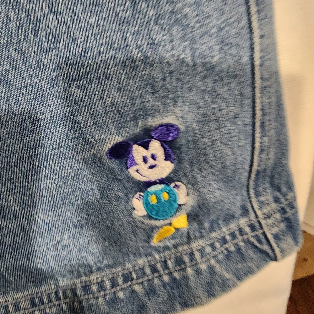 Vintage Disney Store Embroidered Denim Shorts Plus 2XL Mickey Mouse Drawstring - Picture 10 of 10